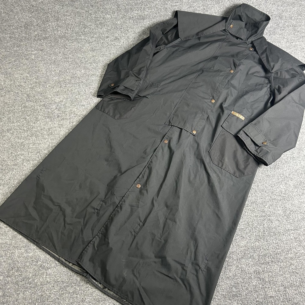 Driza-Bone Coat Mens Size 6 Black Oilskin Riding Duster Long Rain Jacket Outback